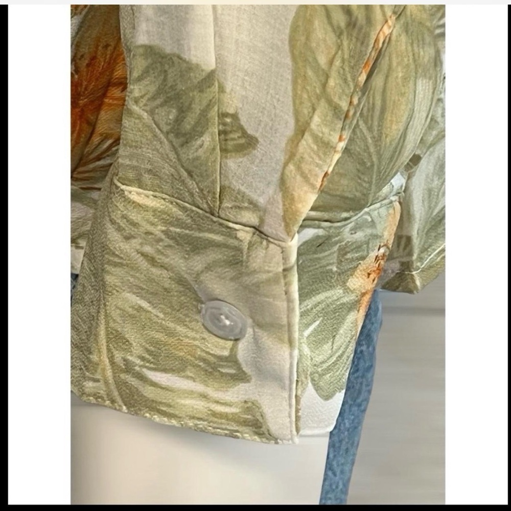 POLAGRAM tropical print button up blouse S M L - Picture 5 of 6